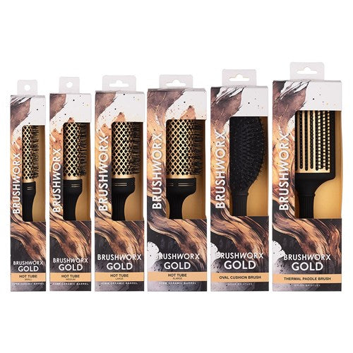 Brushworx Gold Ceramic Hot Tube Brush - 40mm Small