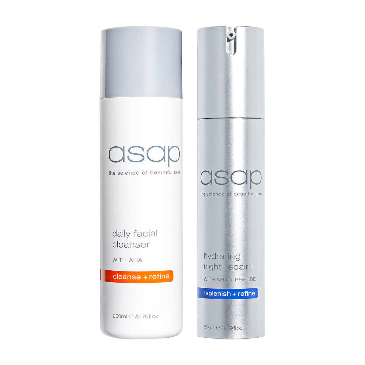 asap Daily Facial Cleanser 200ml + Hydrating Night Repair+ 50ml Duo
