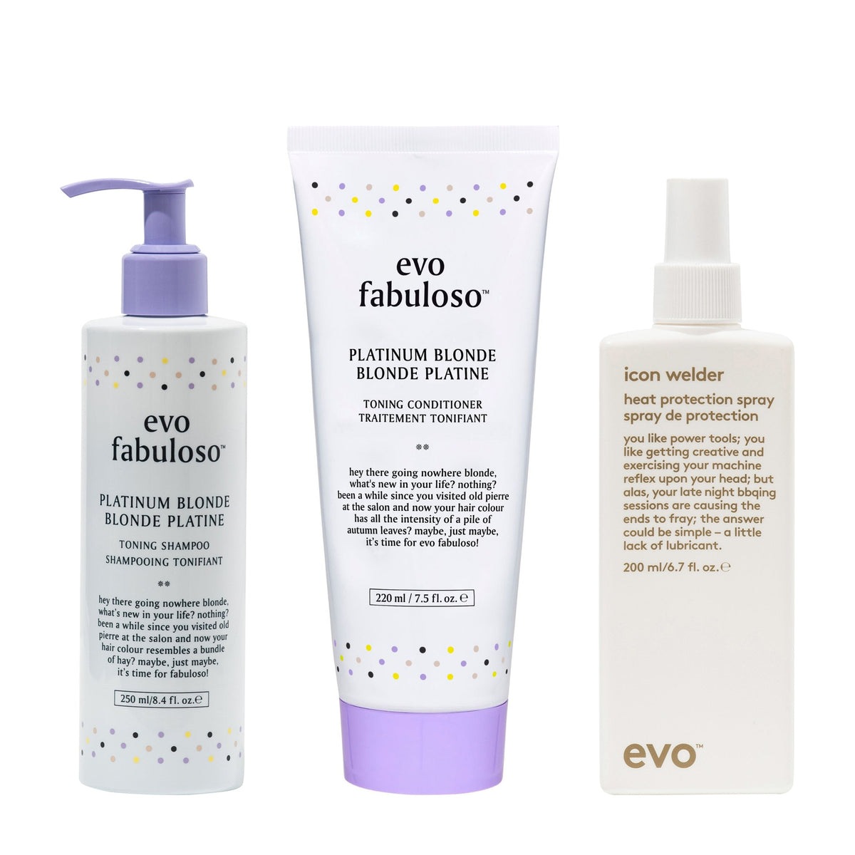 evo Fabuloso Platinum Blonde + Icon Welder Trio