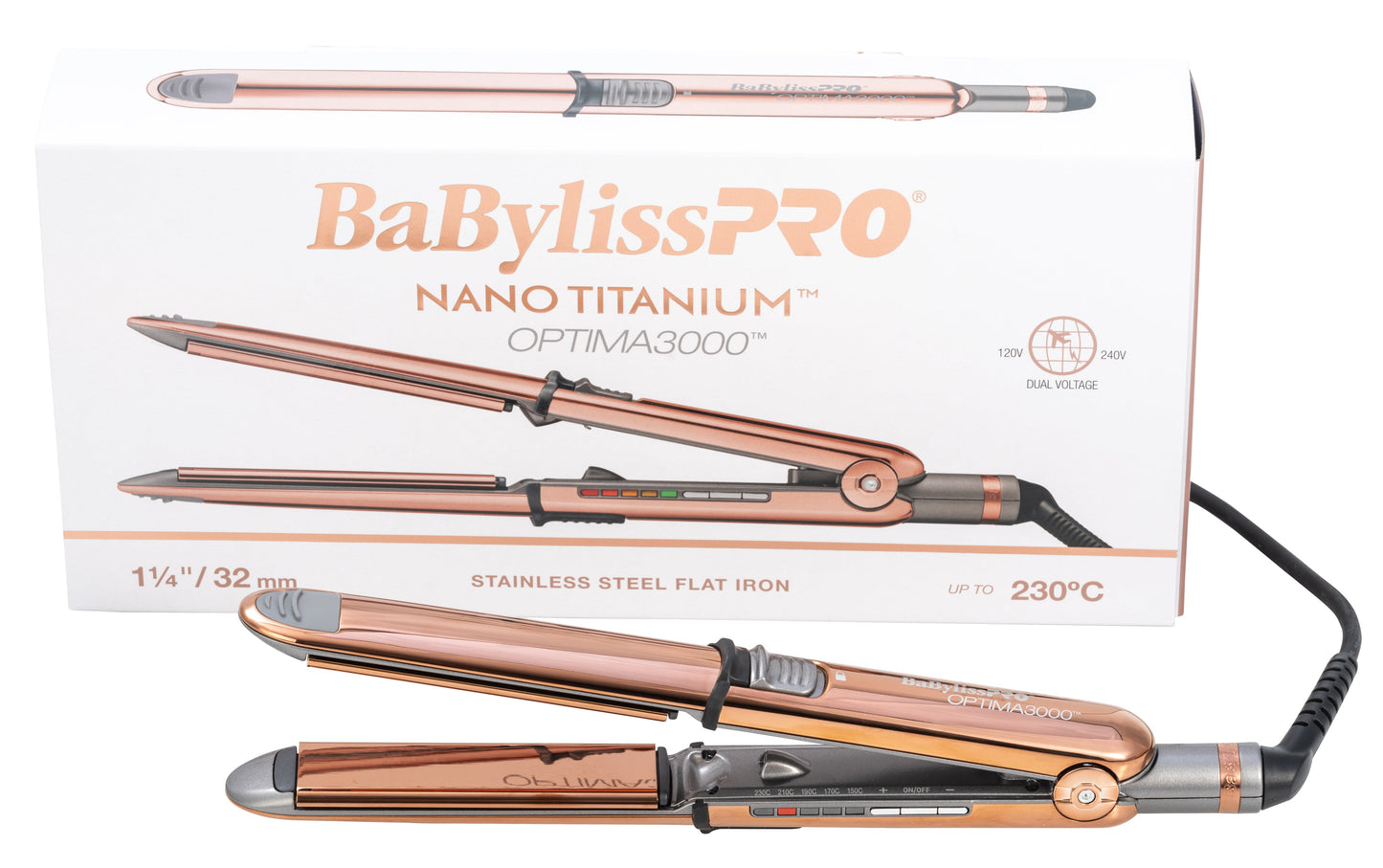 BaBylissPRO Optima 3000 Straightener - Rose Gold 32mm