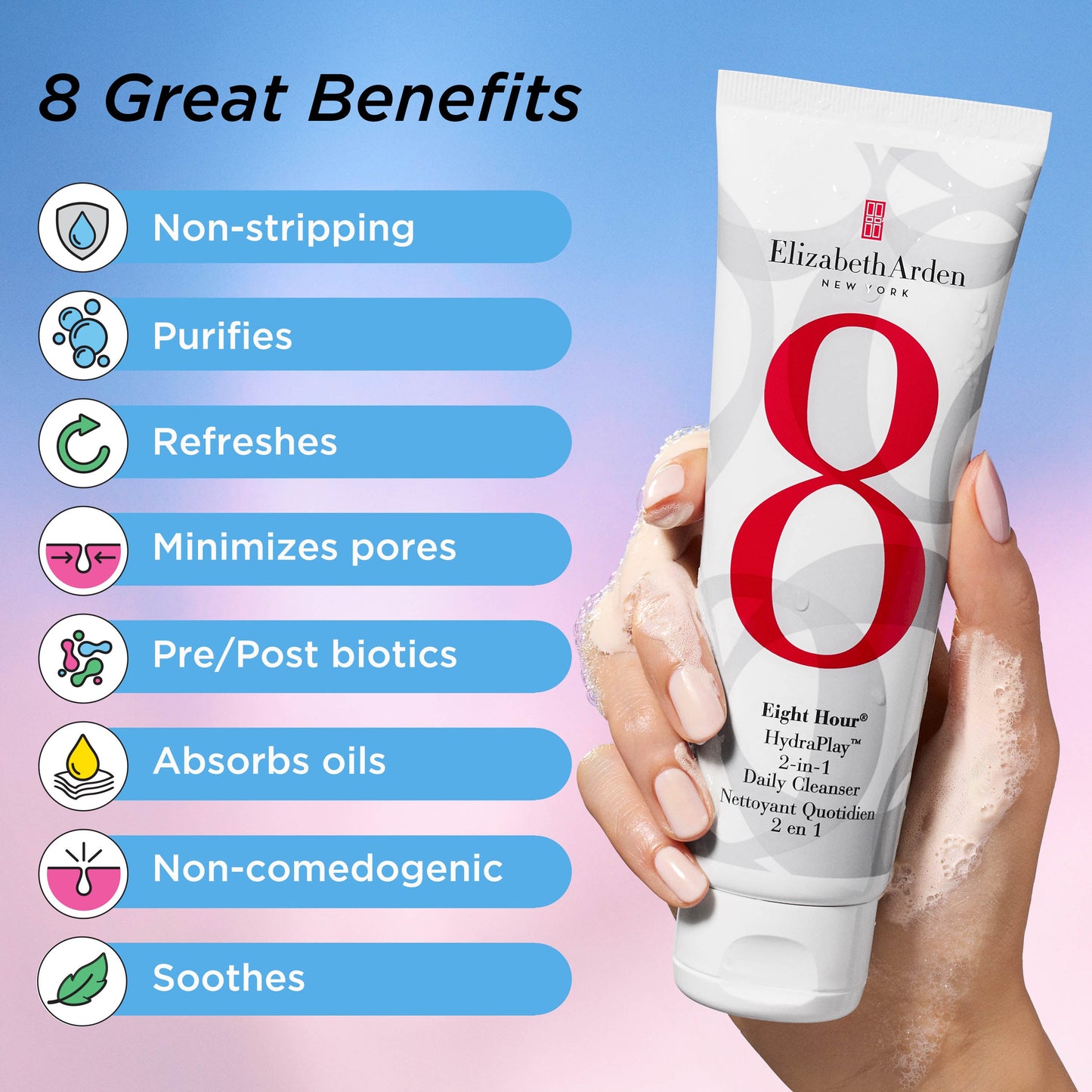 Elizabeth Arden Eight Hour HydraPlay 2-in-1 Daily Cleanser 125ml