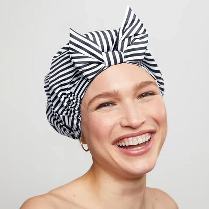 Kitsch Recycled Polyester Luxe Shower Cap - Stripe