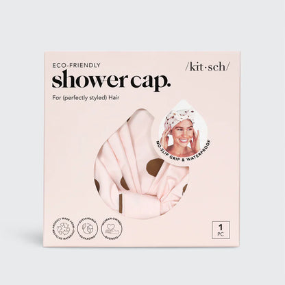 Kitsch Recycled Polyester Luxe Shower Cap - Blush Dot