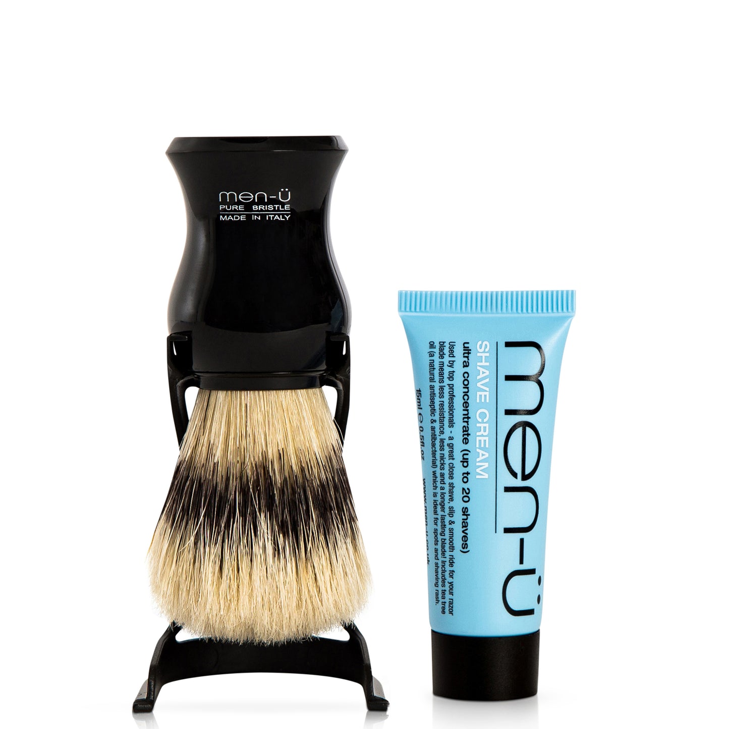 men-ü Barbiere Shave Brush and Stand - Black