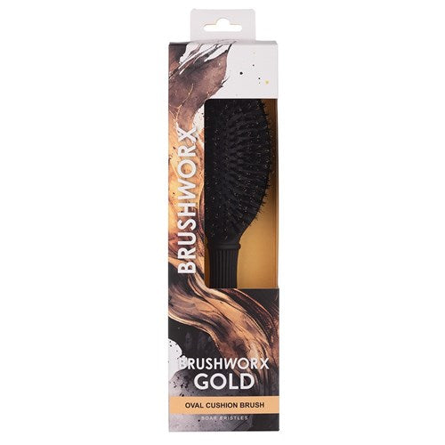 Brushworx Gold Oval Cushion Brush Boar Bristle