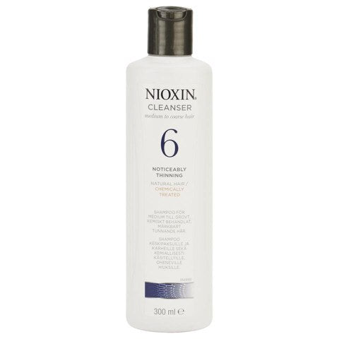 NIOXIN System 6 Cleanser Shampoo for Noticeably Thinning, Medium to Coarse, Natural and Chemically Treated Hair (300ml)