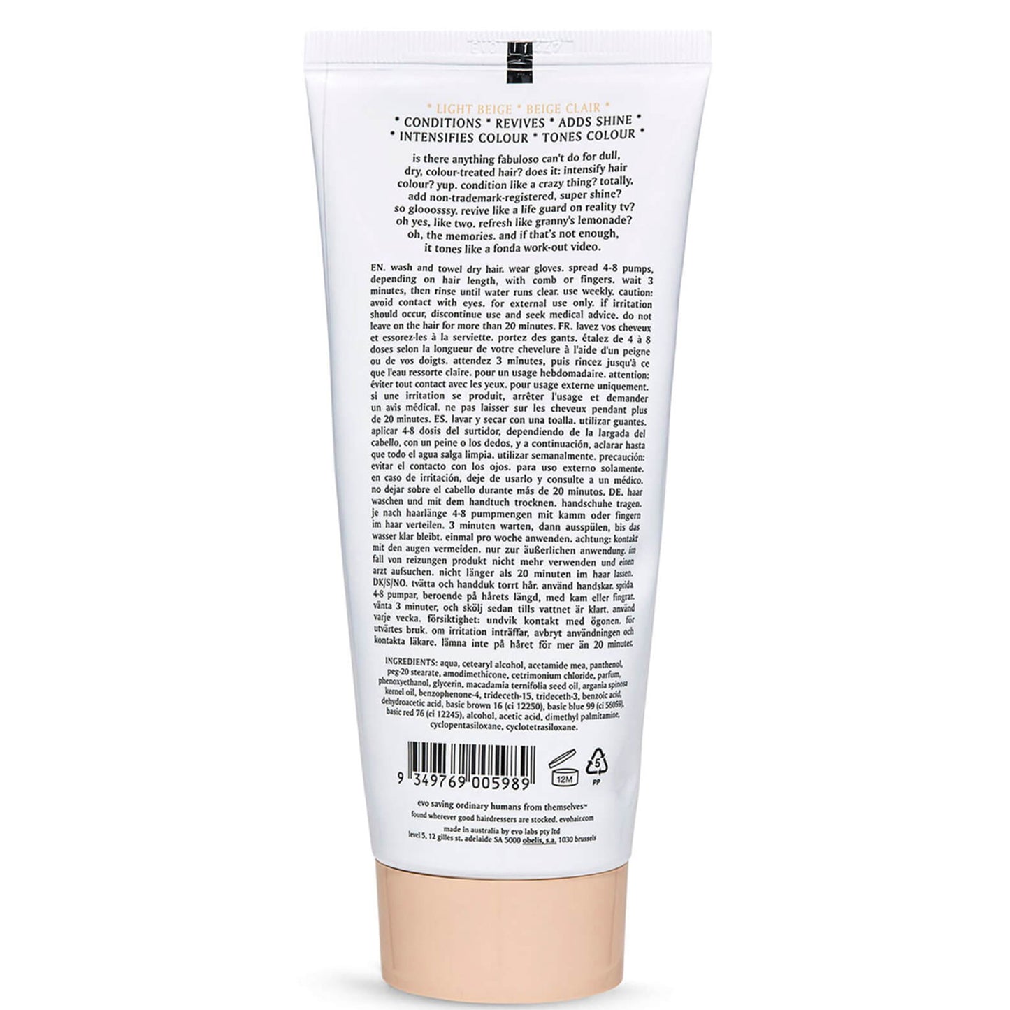 evo Fabuloso Colour Boosting Conditioner/Treatment - Light Beige 220ml