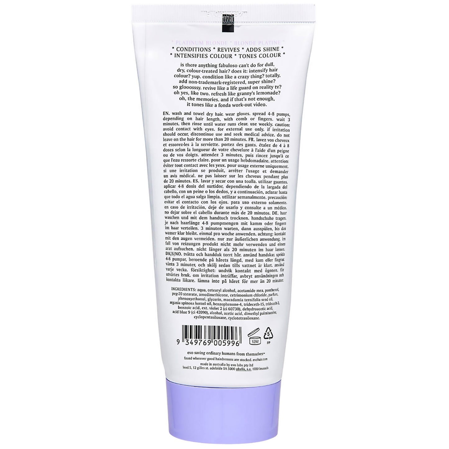 evo Fabuloso Colour Boosting Conditioner/Treatment - Platinum Blonde 220ml