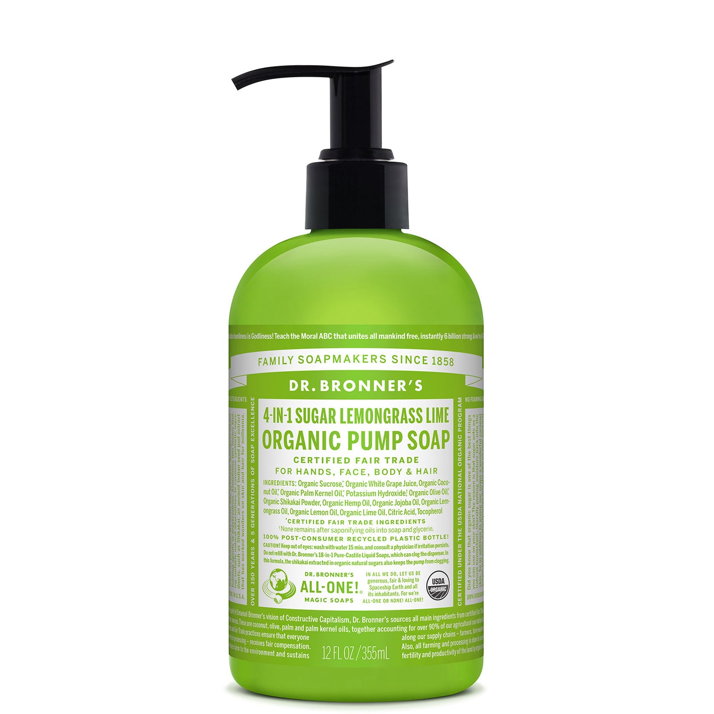 Dr. Bronner's Organic Pump Soap - Lemongrass Lime 355ml