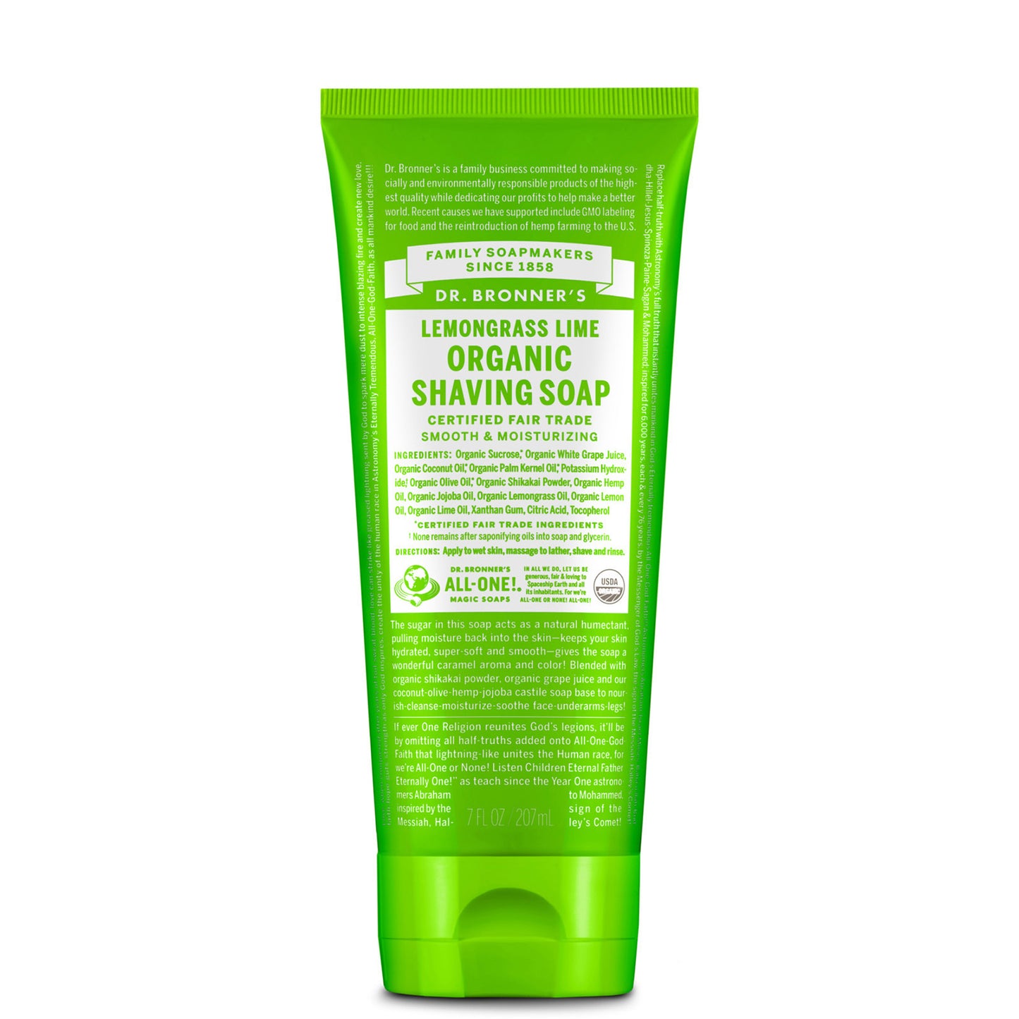 Dr. Bronner's Organic Shaving Soap - Lemongrass Lime 207ml