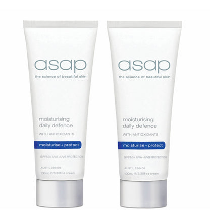 2x asap moisturising daily defence SPF50+ 100ml