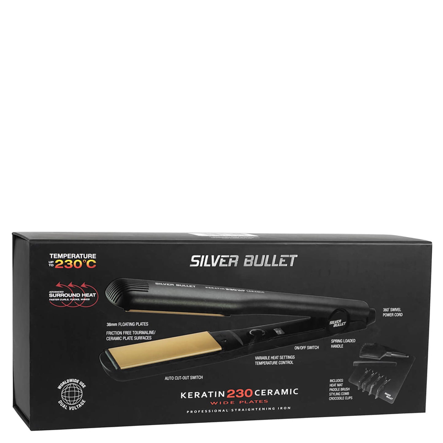 Silver Bullet Keratin 230 Ceramic Wide Plate Straighteners 37mm