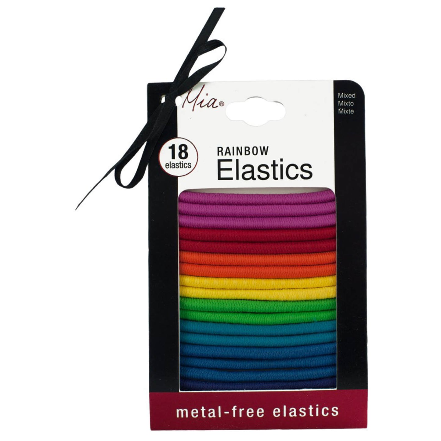 Mia Metal Free Rainbow Elastics x 18