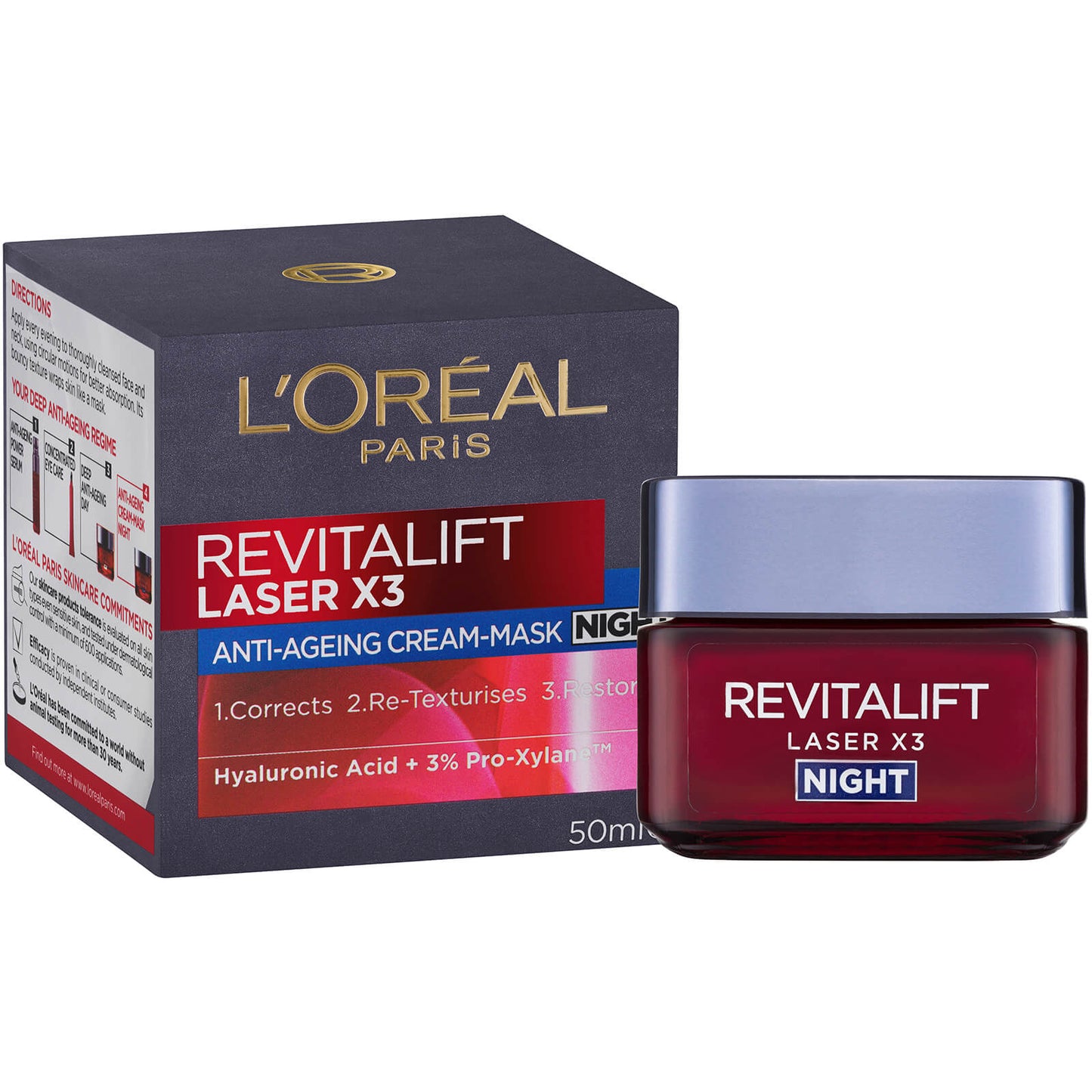 L'Oréal Paris Revitalift Laser X3 Anti-Ageing Night Mask-Cream 50ml