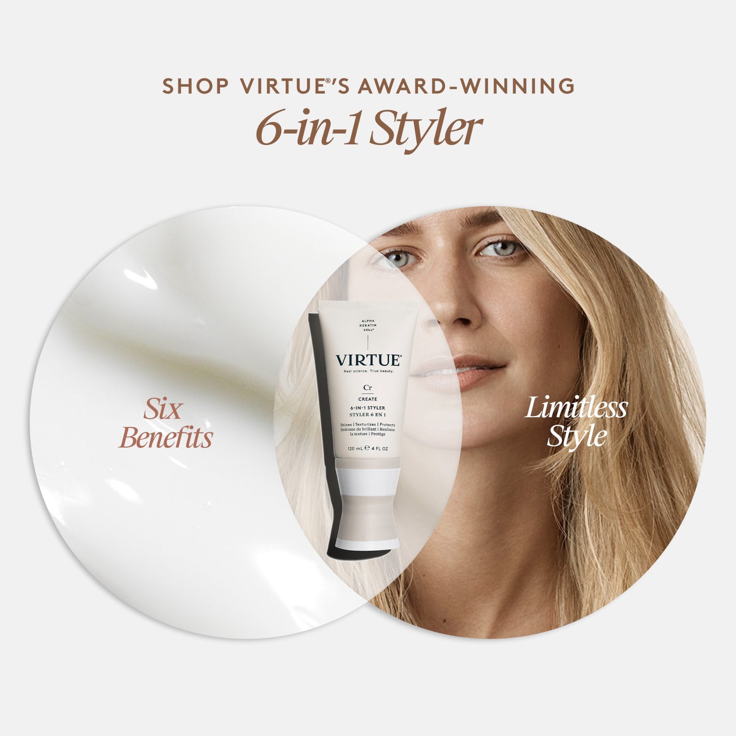 VIRTUE One for All 6-in-1 Styler Cream Travel Size 60ml