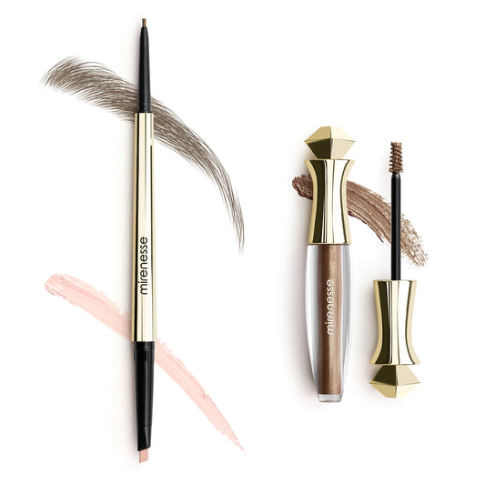 mirenesse All Day Micro Brow Pencil and Shaping Mascara Set - 2 Silk Brown