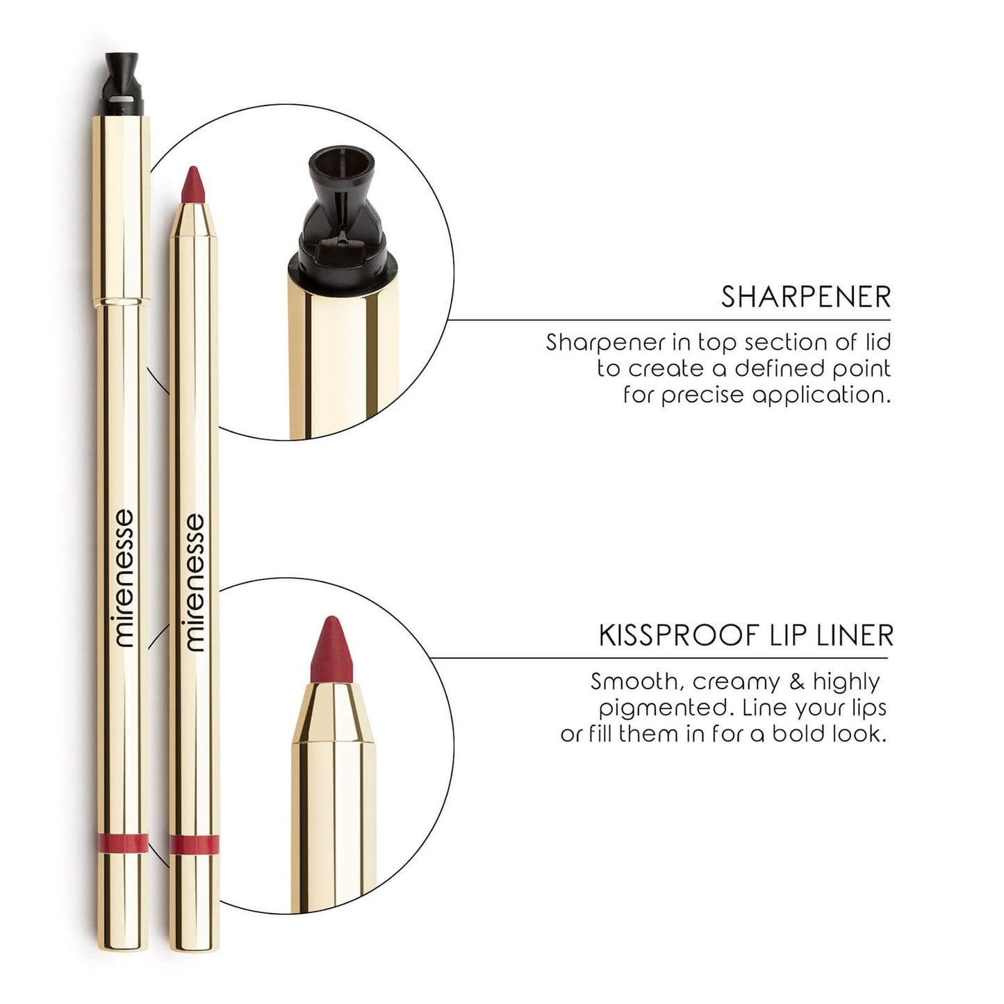 mirenesse All Day Velvet Matte Kissproof Lip Liner Set - Nude Roses