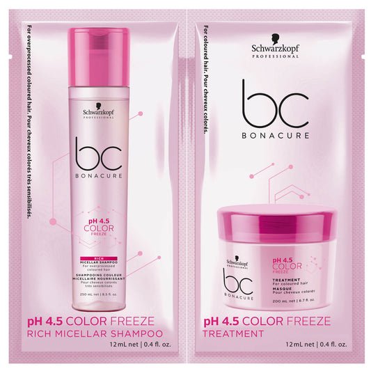 Schwarzkopf BC Bonacure pH 4.5 Color Freeze Micellar Shampoo & Treatment Sachet (Free Gift)