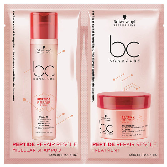 Schwarzkopf BC Bonacure Peptide Repair Rescue Micellar Shampoo & Treatment Sachet (Free Gift)