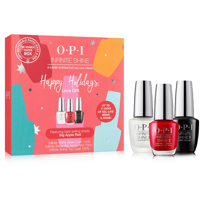 OPI Infinite Shine Big Apple Red Nail Varnish Trio 3 x 15ml