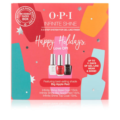 OPI Infinite Shine Big Apple Red Nail Varnish Trio 3 x 15ml