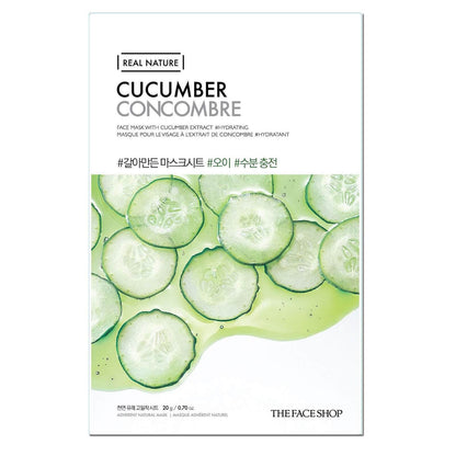 THE FACE SHOP Real Nature Sheet Mask - Cucumber (Pack of 5)