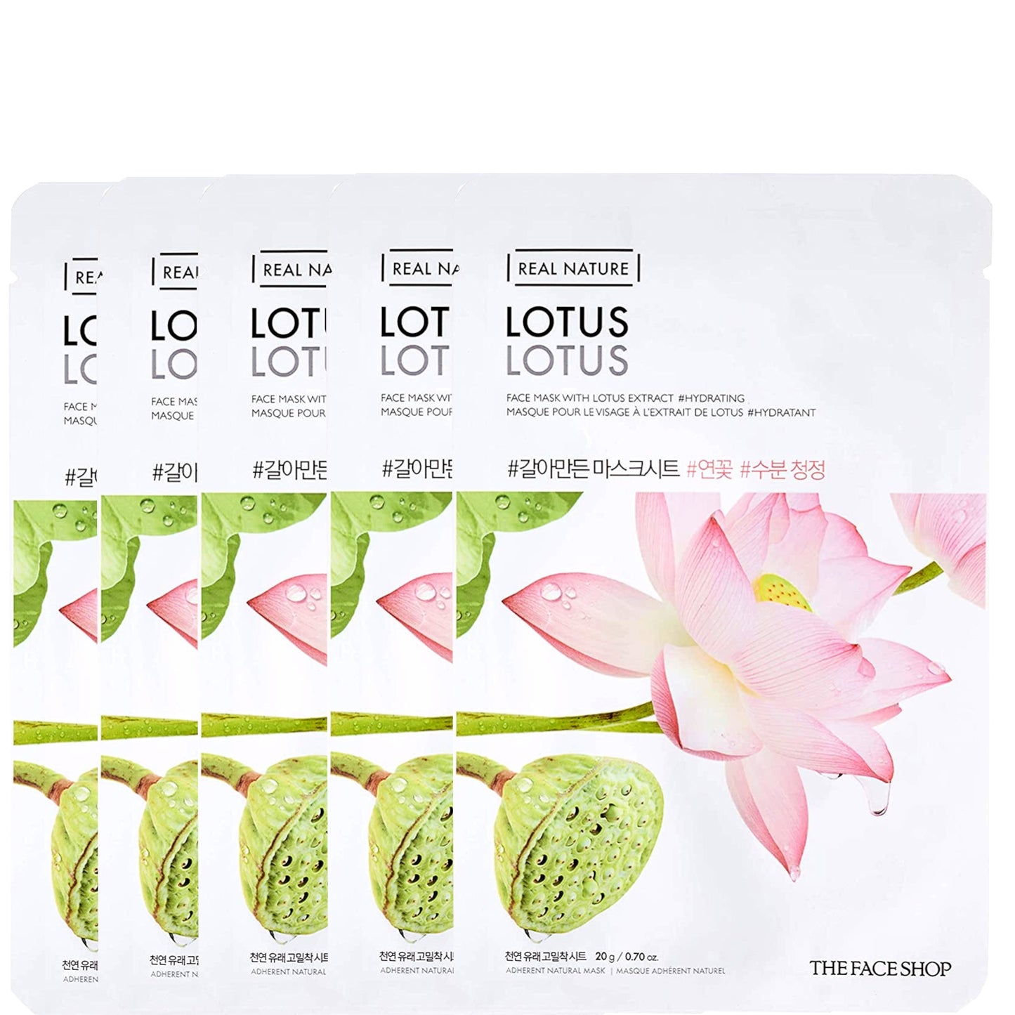 THE FACE SHOP Real Nature Sheet Mask - Lotus (Pack of 5)