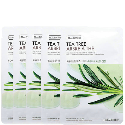 THE FACE SHOP Real Nature Sheet Mask - Tea Tree (Pack of 5)