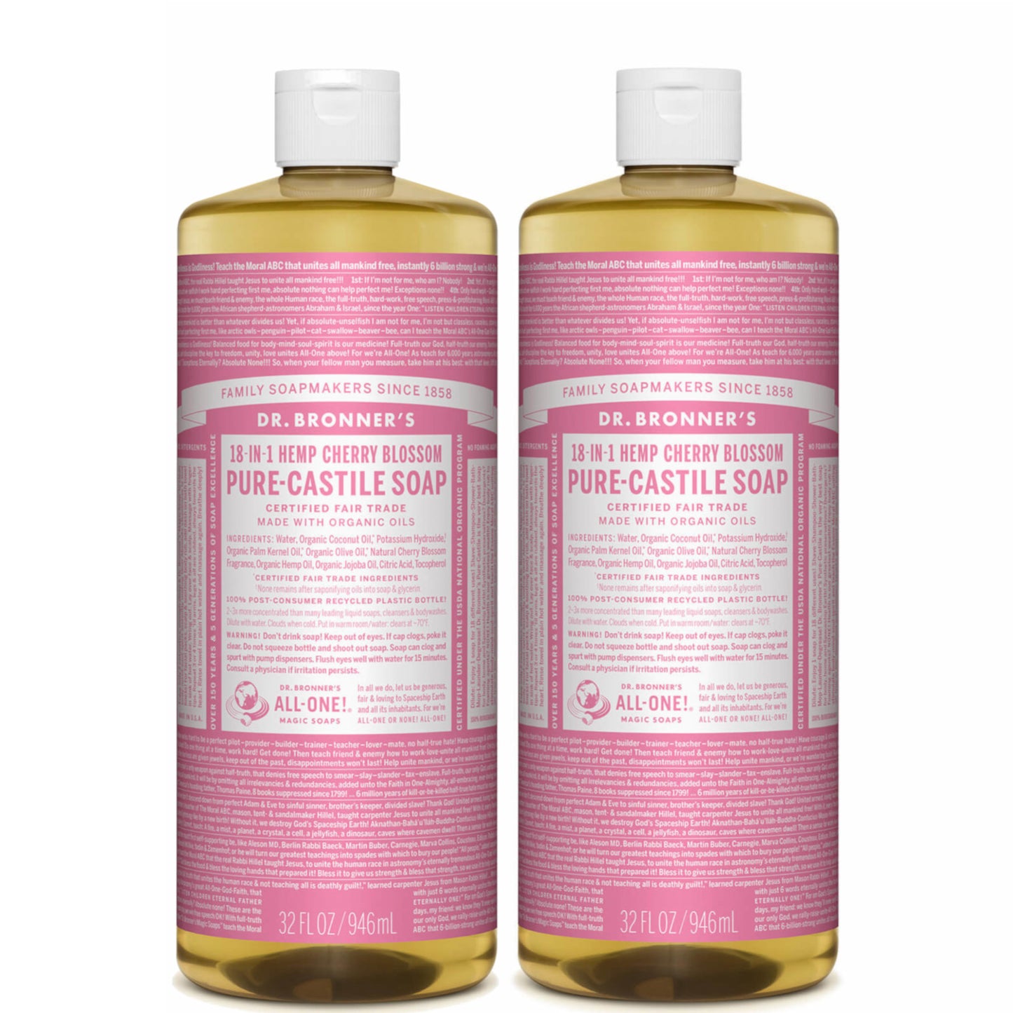 Dr. Bronner's Cherry Blossom Pure-Castile Liquid Soap Duo