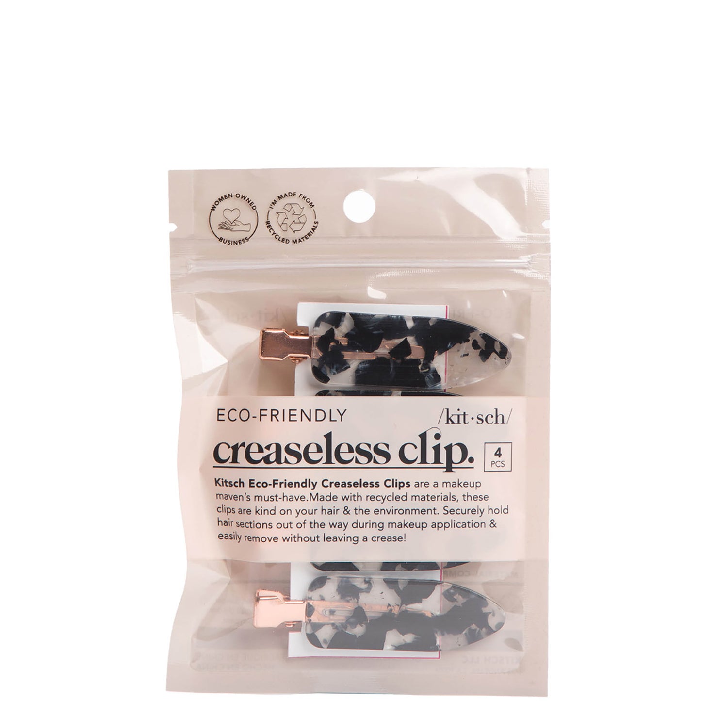 Kitsch Creaseless Clips 4 Piece Set - Black Terrazzo