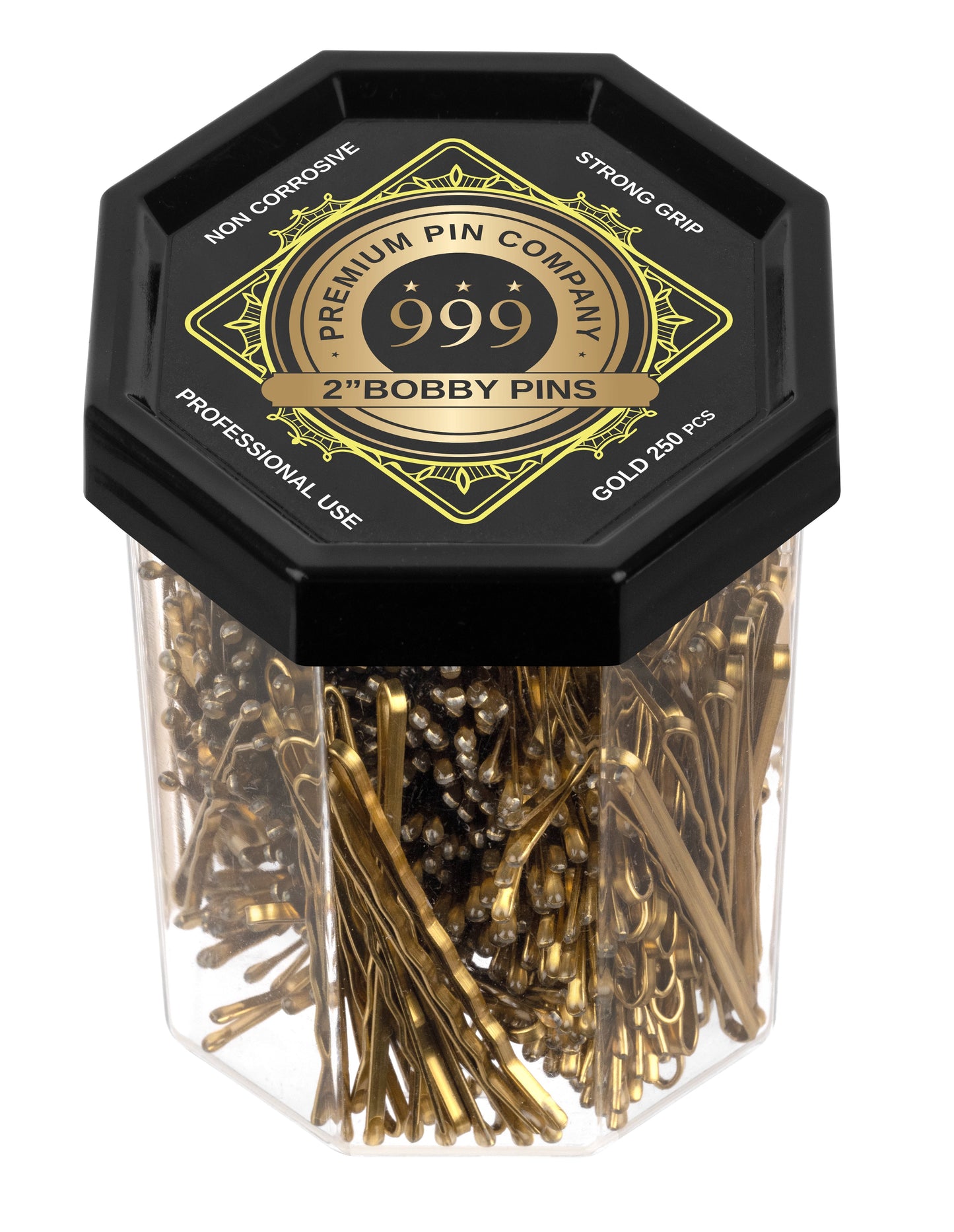 999 Bobby Pins 250pc Tub 2" Gold
