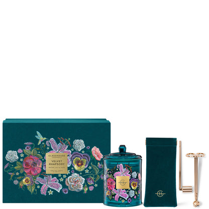 Glasshouse Fragrances Velvet Rhapsody Candle and Care Gift Set