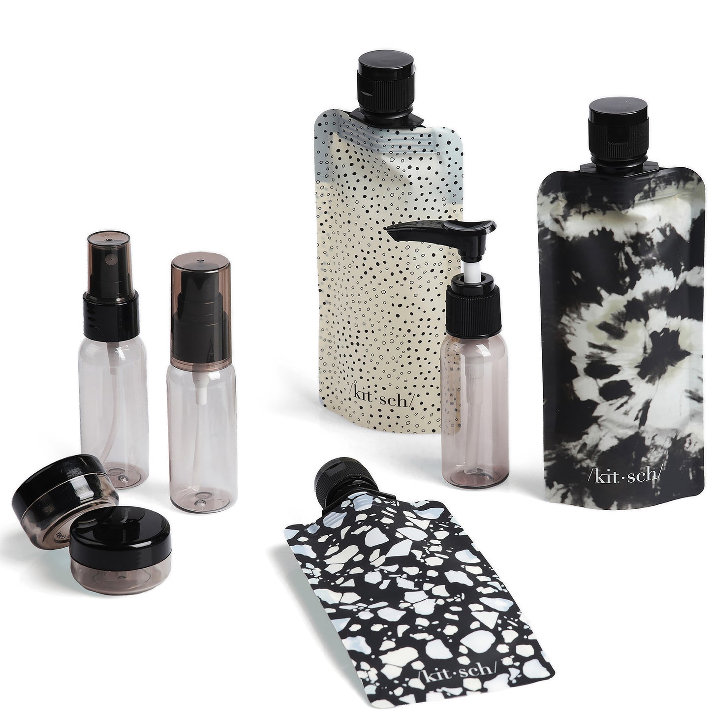 Kitsch 11Pc Travel Bottle Set - Black