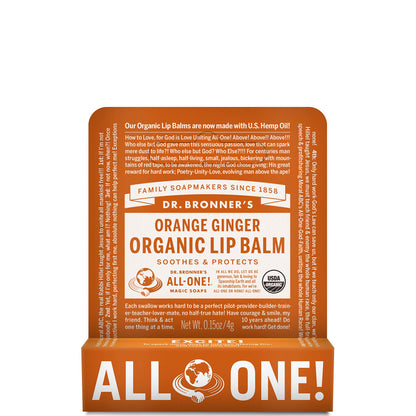 Dr. Bronner's Organic Lip Balm - Orange and Ginger