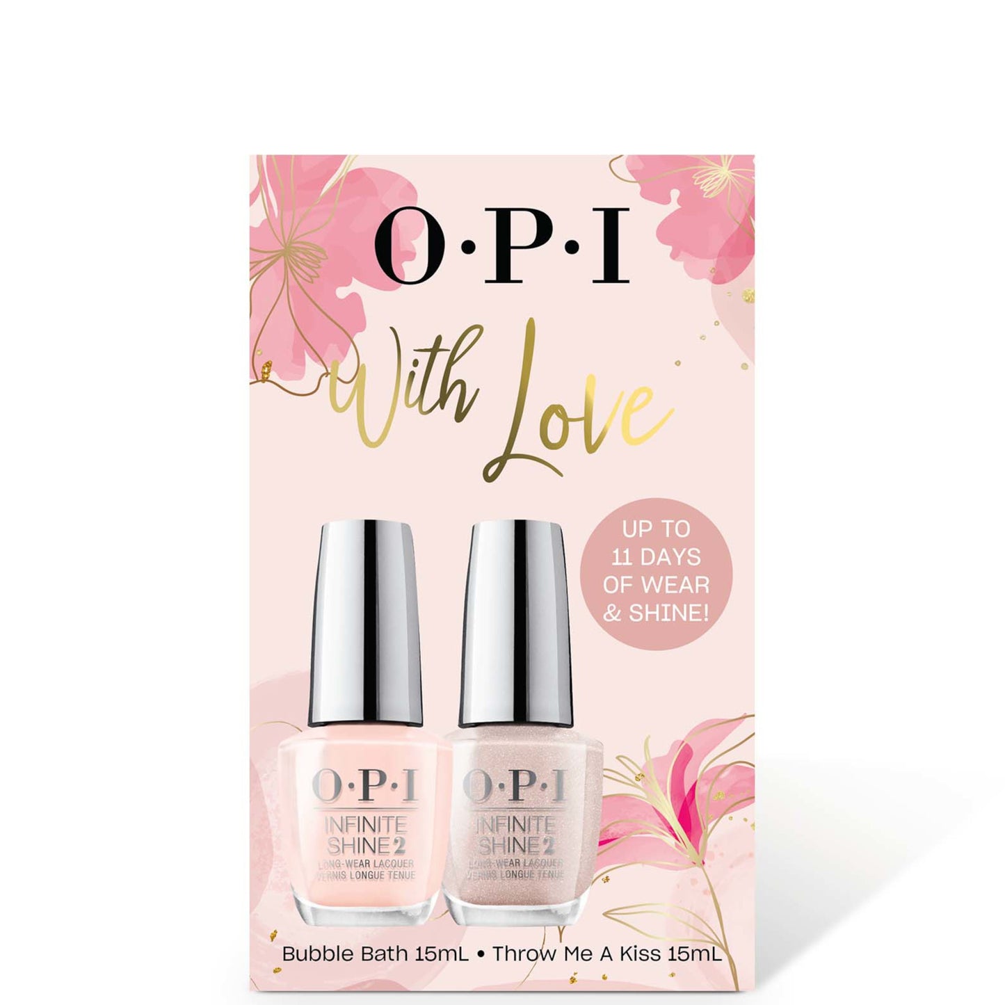 OPI Infinite Shine Duo Gift Set - Bubble Bath, Throw Me A Kiss