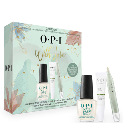 OPI Treatment Gift Set - Nail Envy Original, Nail & Cuticle Oil To-Go, Correct & Clean Up Corrector Pen