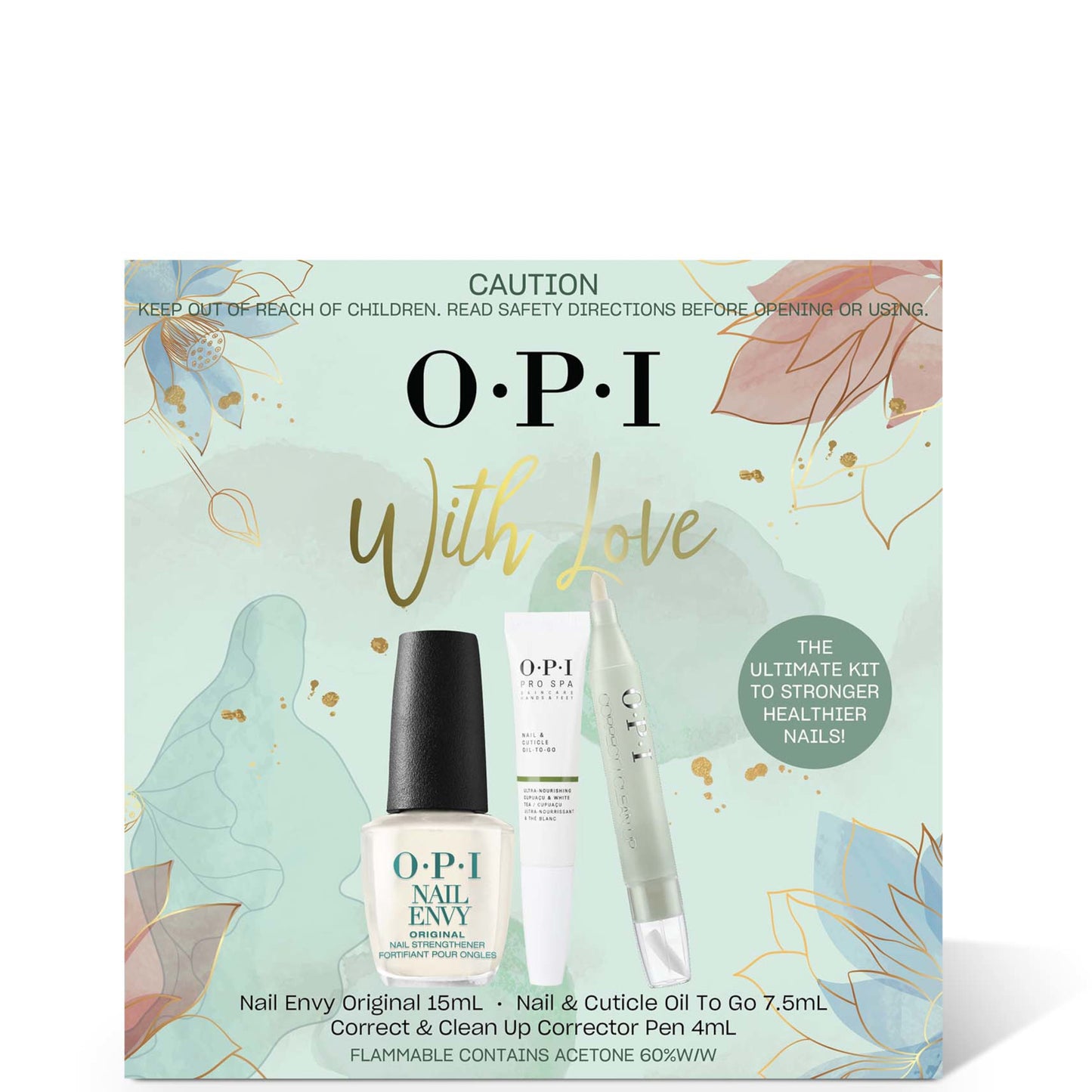 OPI Treatment Gift Set - Nail Envy Original, Nail & Cuticle Oil To-Go, Correct & Clean Up Corrector Pen