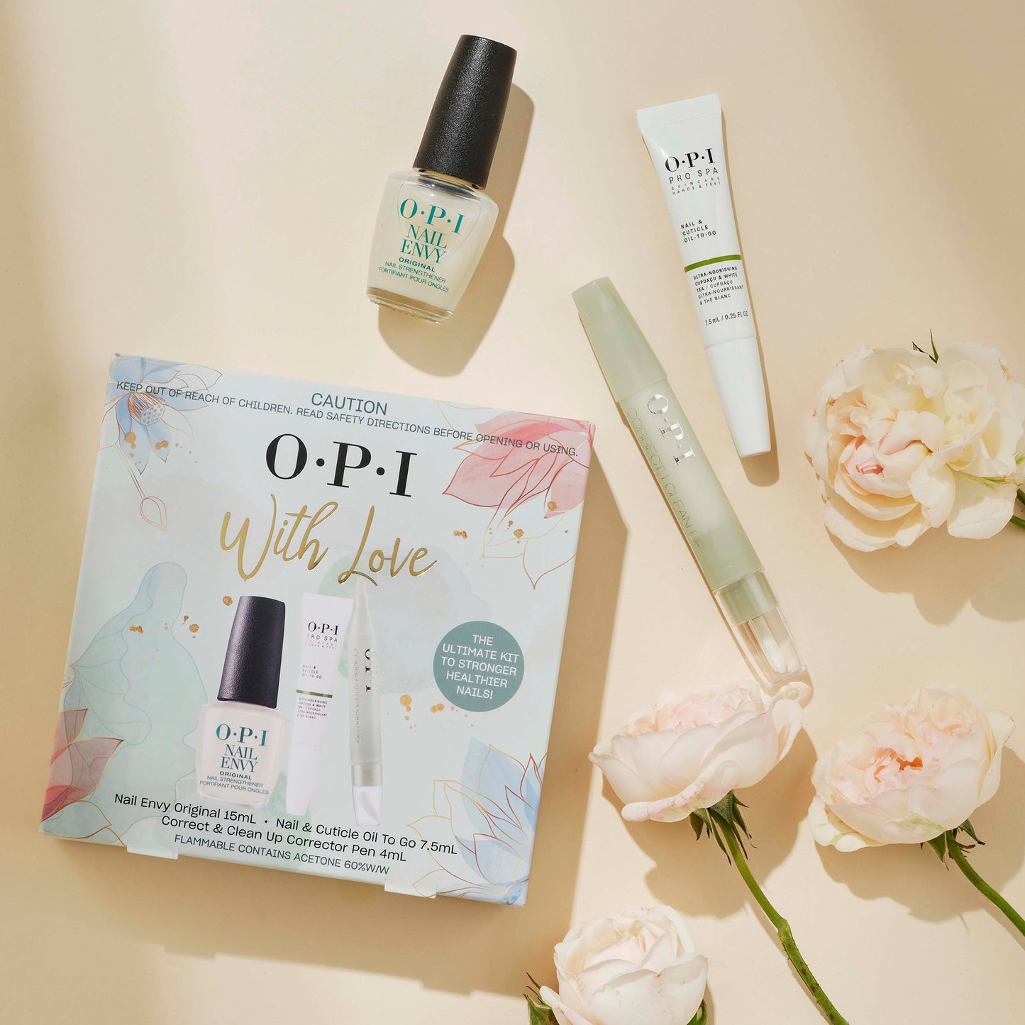 OPI Treatment Gift Set - Nail Envy Original, Nail & Cuticle Oil To-Go, Correct & Clean Up Corrector Pen