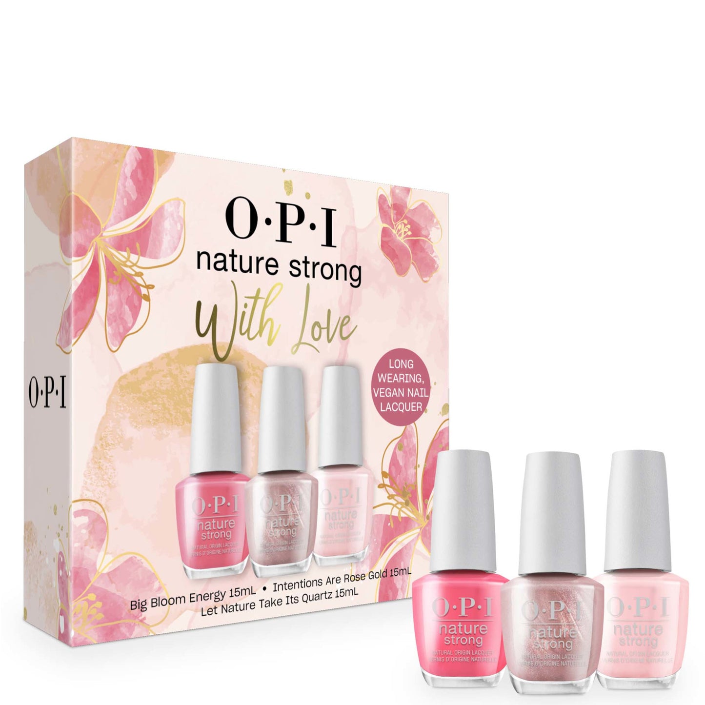 OPI Nature Strong Trio Gift Set - Big Bloom Energy, Let Nature Take It's Quartz, Intentions Are Rose Gold