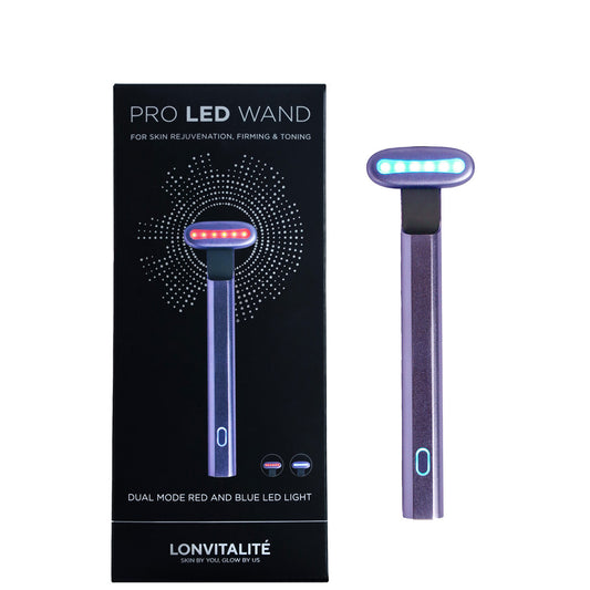 Lonvitalite Pro LED 5-1 Dual Red and Blue LED Light Therapy Facial Wand - Purple