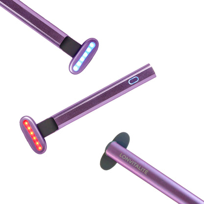 Lonvitalite Pro LED 5-1 Dual Red and Blue LED Light Therapy Facial Wand - Purple