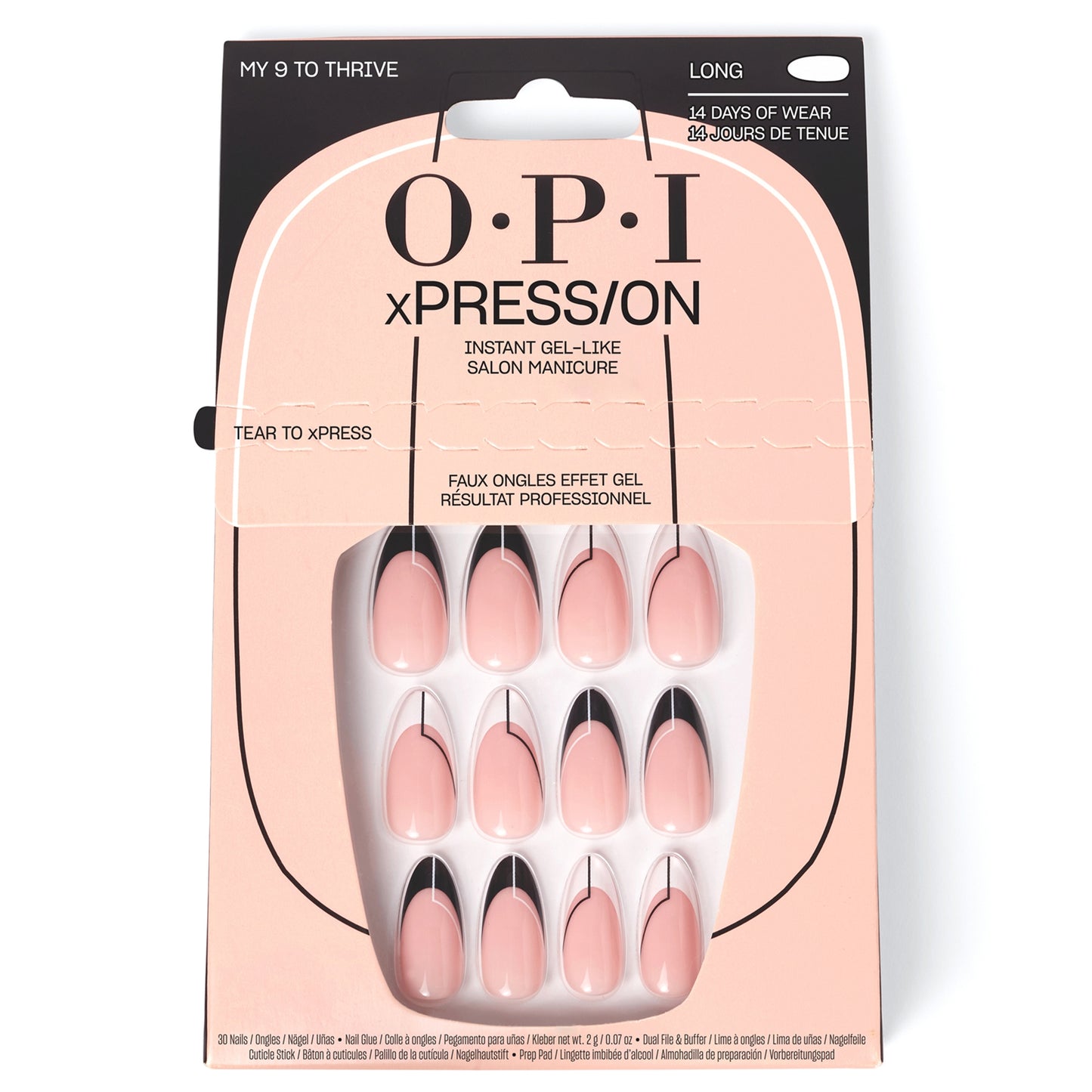 OPI xPRESS/ON Black White French Tip Press On Nails for a Gel-Like Salon Manicure - My 9 to Thrive