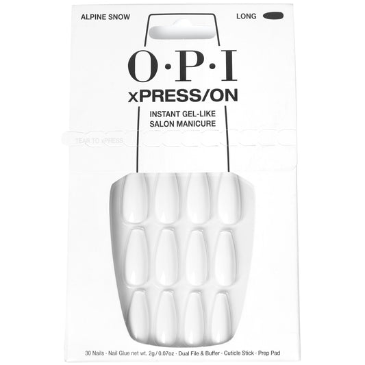 OPI xPRESS/ON - Alpine Snow - LONG Press On Nails Gel-Like Salon Manicure