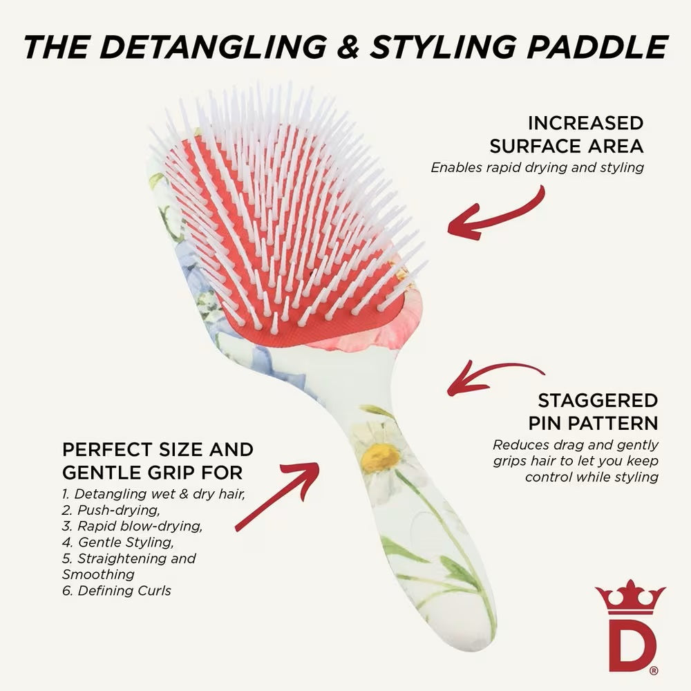 Denman D38 Floral Fantasies Power Paddle Brush