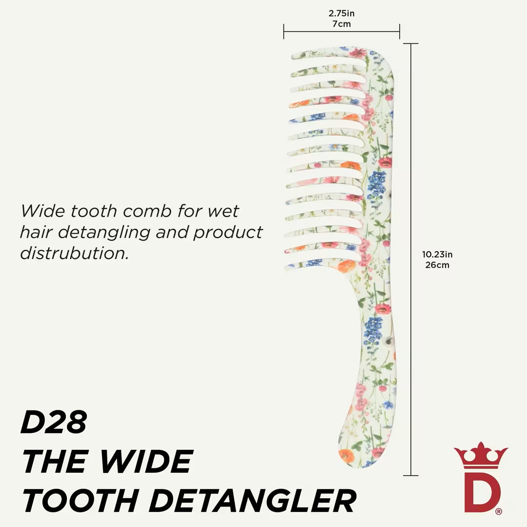 Denman D28 Floral Fantasies Deluxe Wide Tooth Detangle Comb