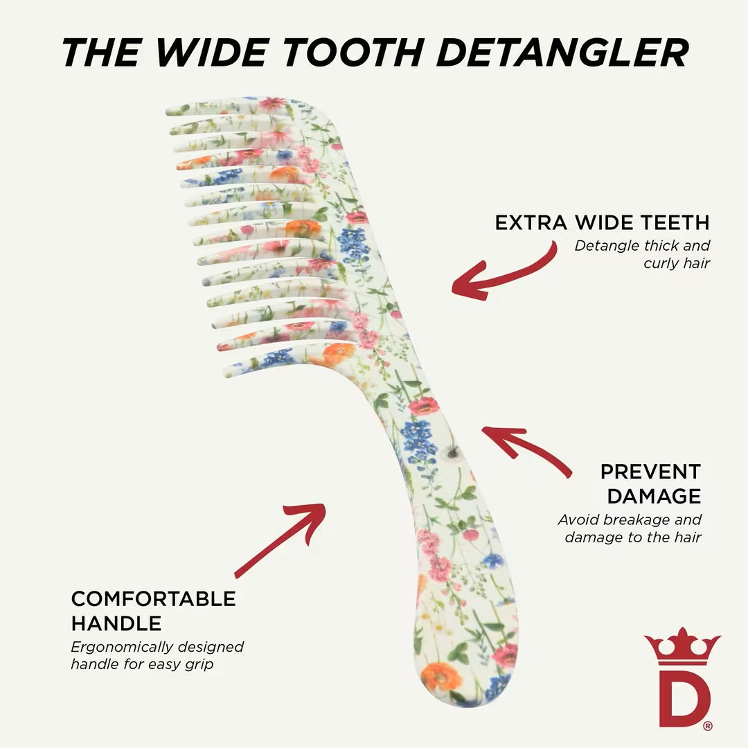 Denman D28 Floral Fantasies Deluxe Wide Tooth Detangle Comb