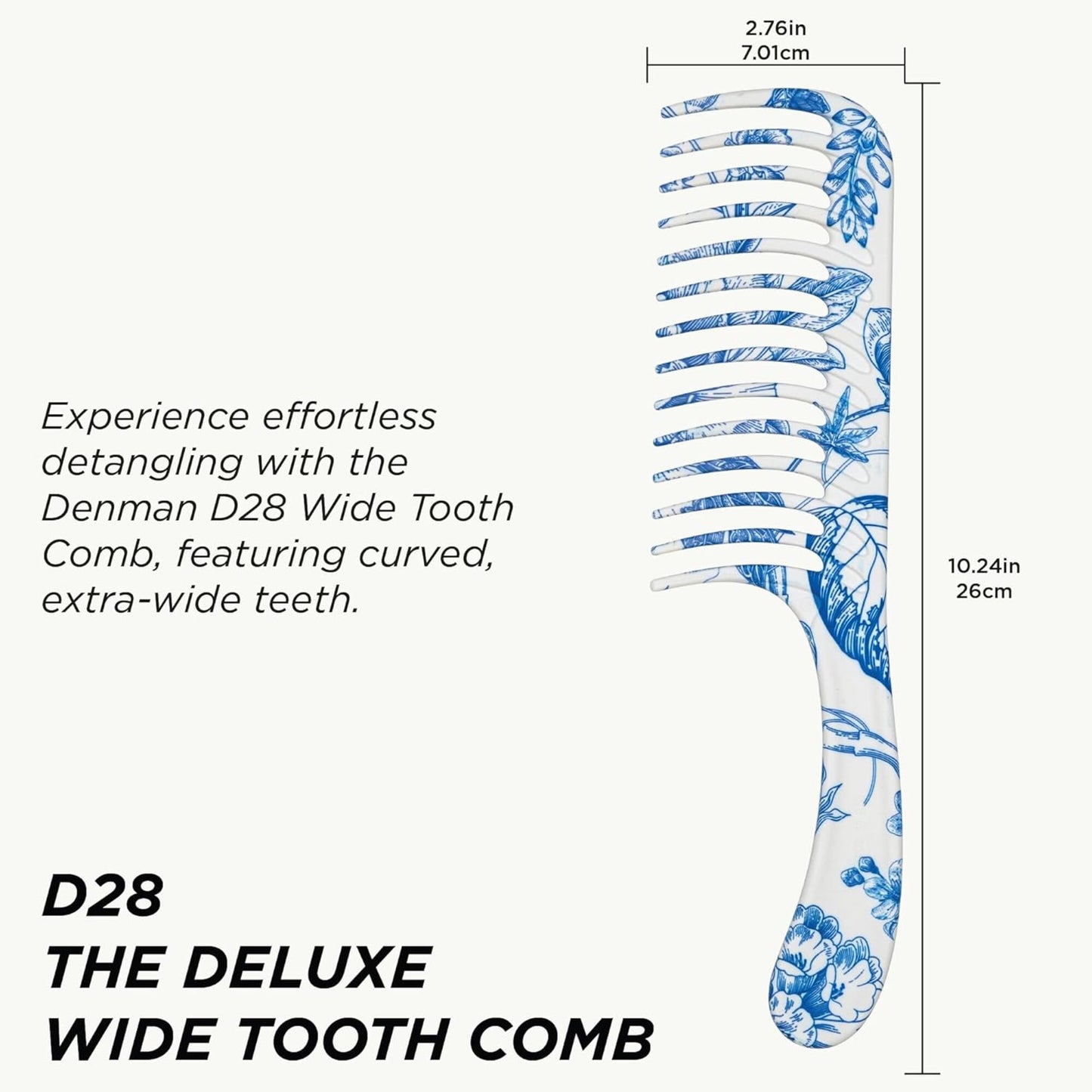Denman D28 Deluxe Wide Tooth Detangling Comb - Blue Belle