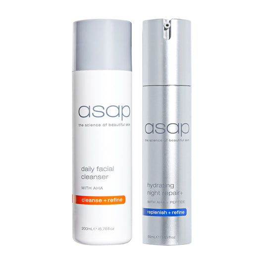asap Daily Facial Cleanser 200ml + Hydrating Night Repair+ 50ml Duo