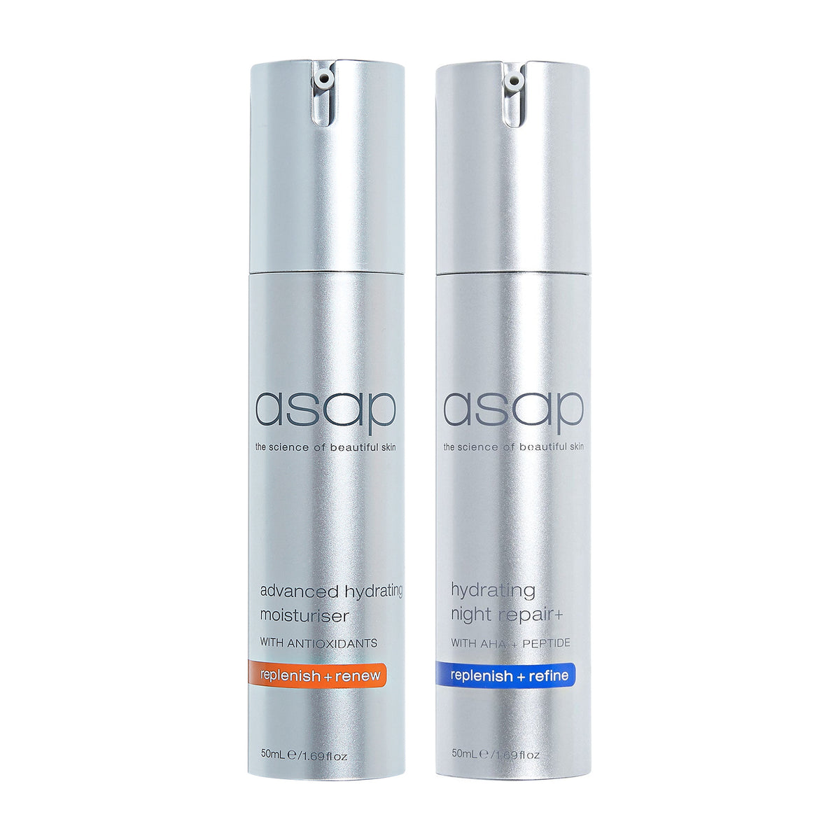 asap Advanced Hydrating Moisturiser 50ml + Hydrating Night Repair+ 50ml Duo