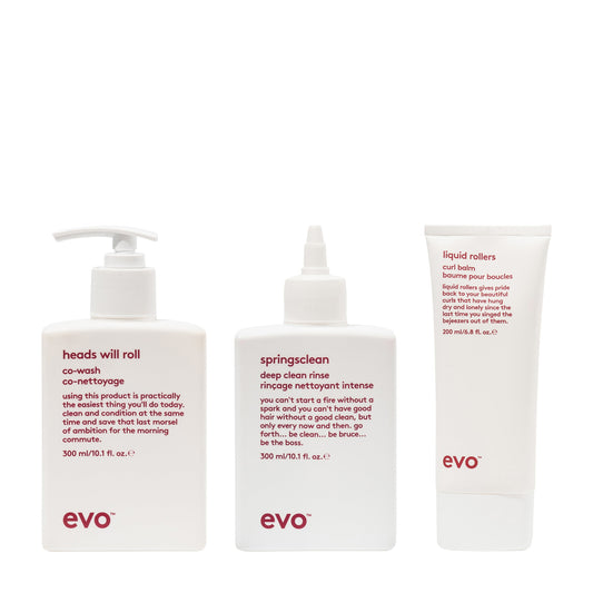 evo Curl Trio - Heads Will Roll + Springs Clean + Liquid Rollers
